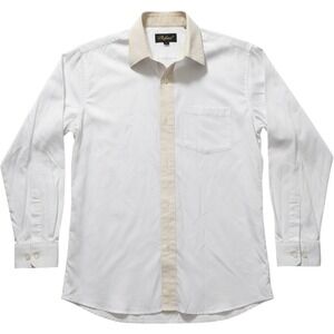 Rafael Mens White Cream Contrast Button Up Long‎ Sleeve Dress Shirt Size 14